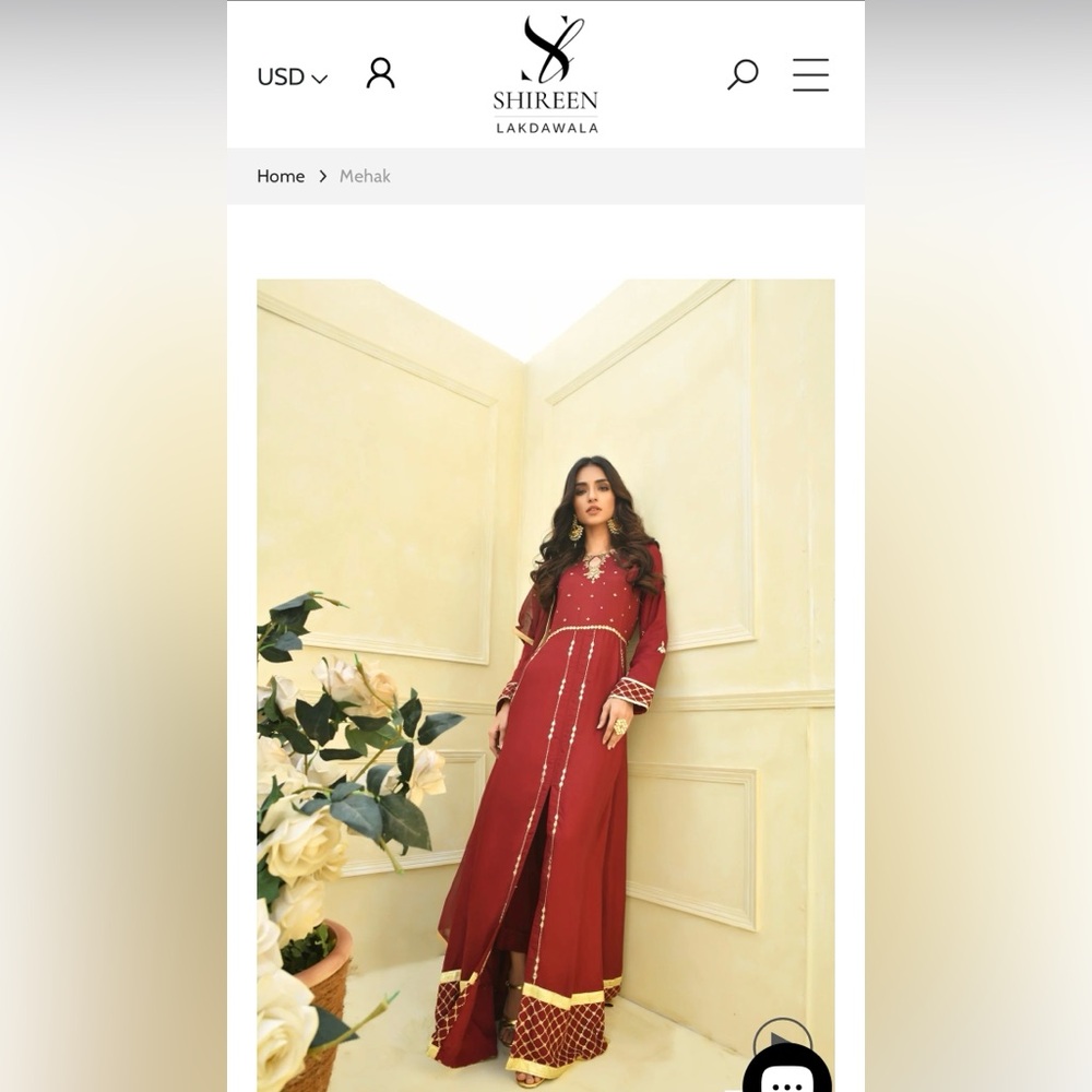 Pakistani designer Shireen Lakdawala silk anarkali gown